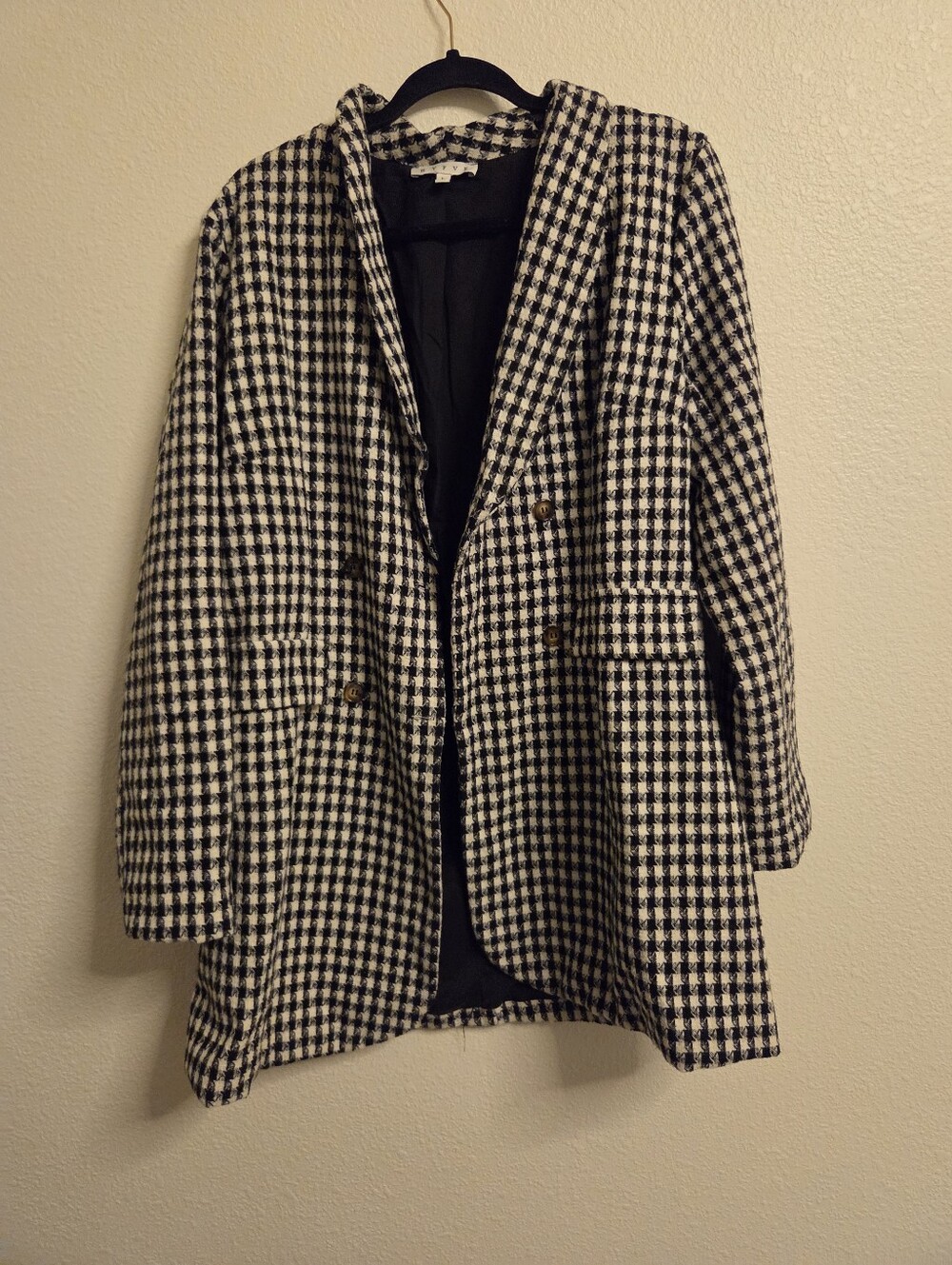 HYFVE Black and White Houndstooth Blazer, 100% Polyester. Lightly Worn.